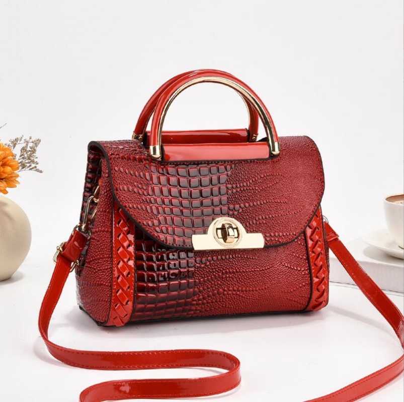 Fashion Top Handle Satchel Crocodile Pattern Crossbody Bag, Women's Elegant Handbag, Shoulder Bag & Purse