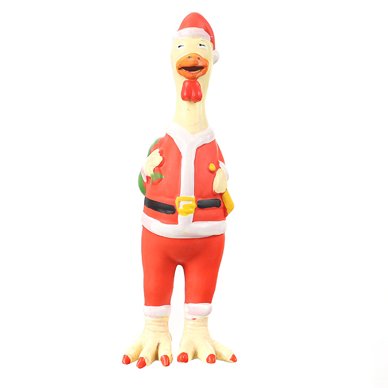 Stock Sustainable Screaming Chicken Santa Claus Pet Vocal latex Toys Bite Resistant Soft Dog Toy Rubber