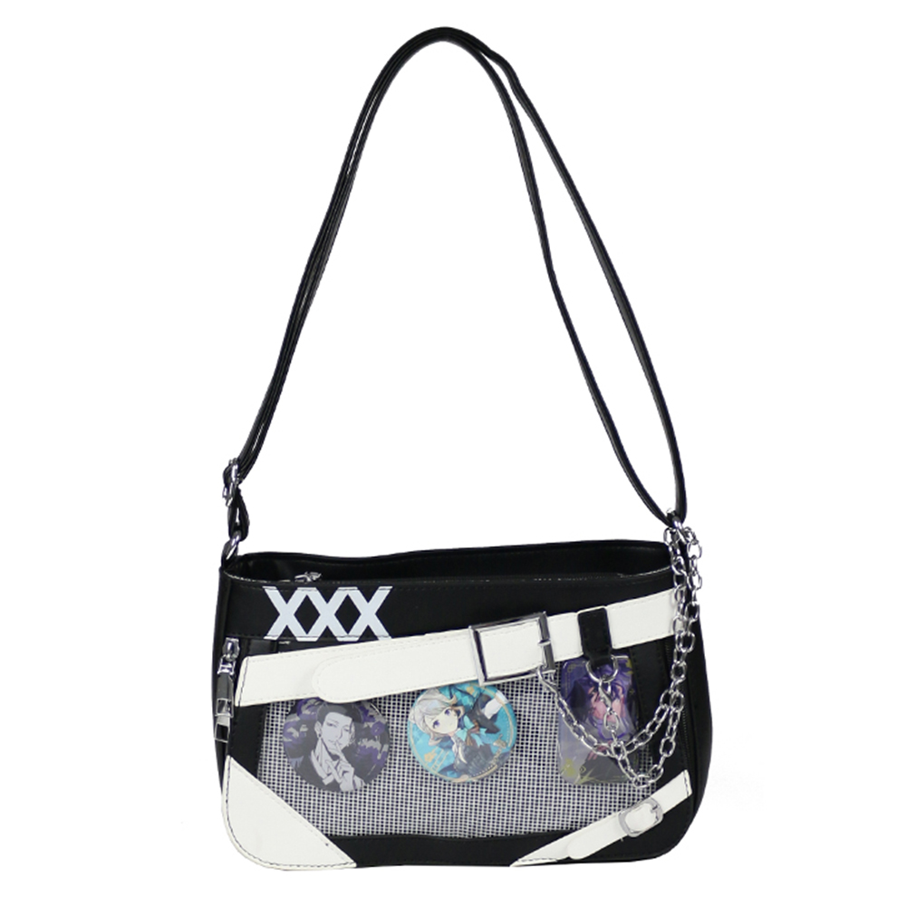 Women Ita Bag Clear Window Shoulder Bag Color Matching Badge Display Crossbody Bag Kawaii Pin Display Handbag Girls Uniform Bag