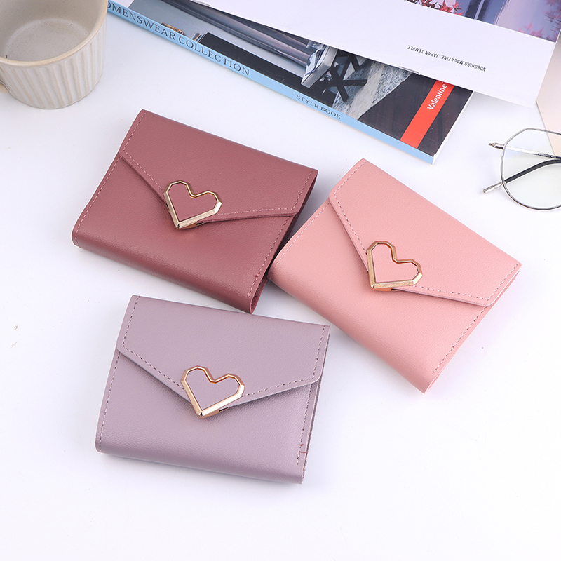 1Pc Love Heart Wallet Women Fashion Purse Mini Coin Purse Female Money Pocket Small Card Holder Bag Girl Clutch Bag