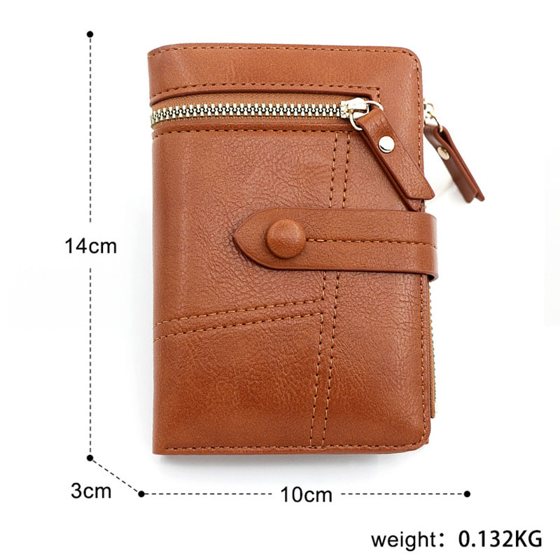 New Large Capacity Leather Wallet For Women With Zipper Short Wallet Red Credit Card Holder Fashion Women'S Small Wallet