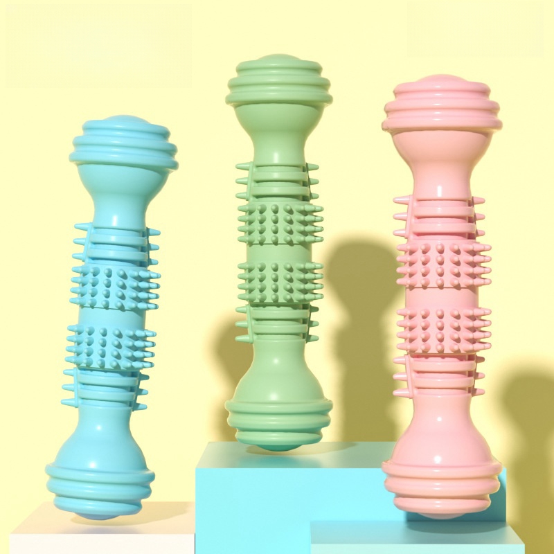New Pet Teething Toys Tpr Chewing Dog Toothbrush Toys Chewing Dumbbell Shape Gnawing Toy