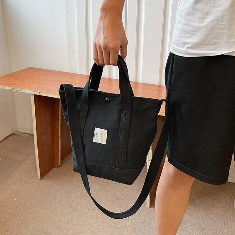 New Canvas Work Splicing Bag Handbag Bucket Bag Single Shoulder Tote Bag Fashion Slanting Cross Tide Women's Bags