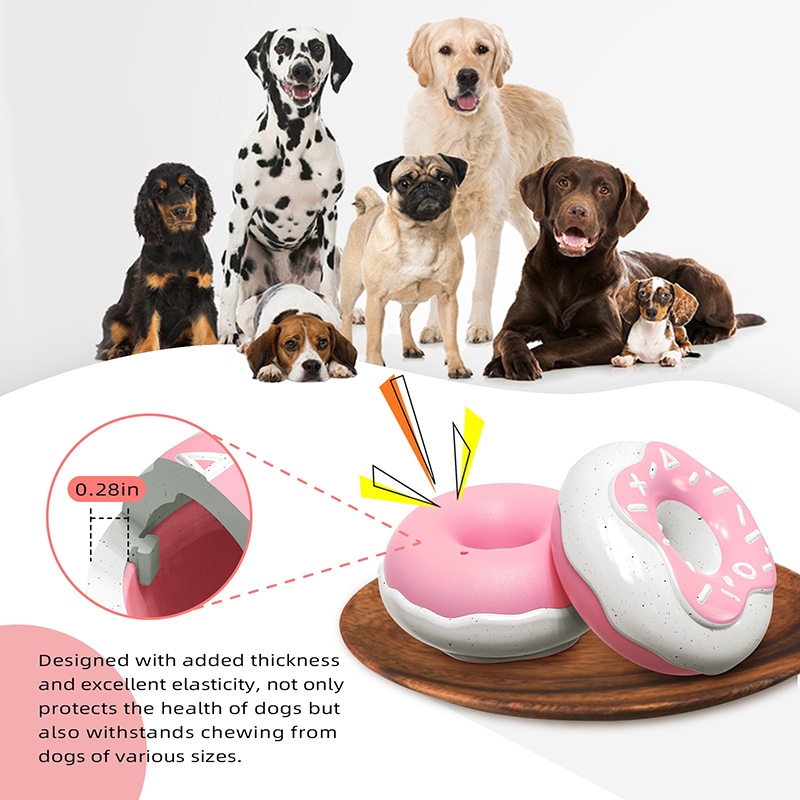 Durable Dog Squeaky Toys for Aggressive Chewers, Doughnut Shape Indestructible Chew Toys Silicone Dog Pet Chew Toy