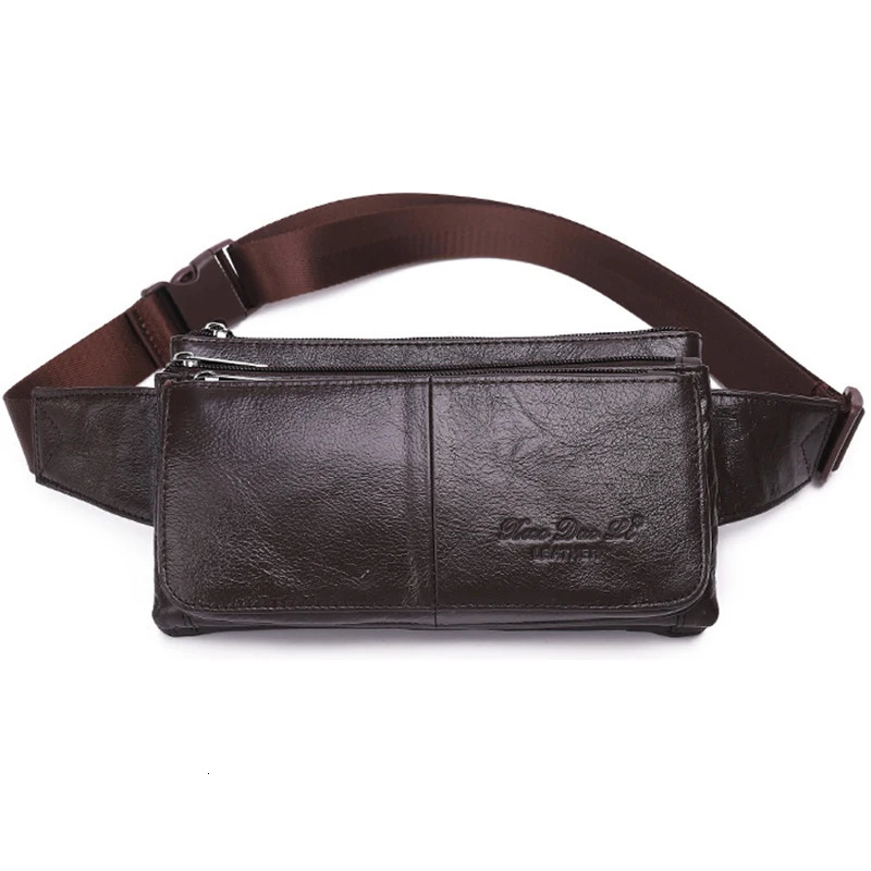 Men Waist Fanny Pack Belt Hip Bag Purse Genuine Leather Travel Fashion Real Cowhide Male Shoulder Sling Chest Cross body 240408