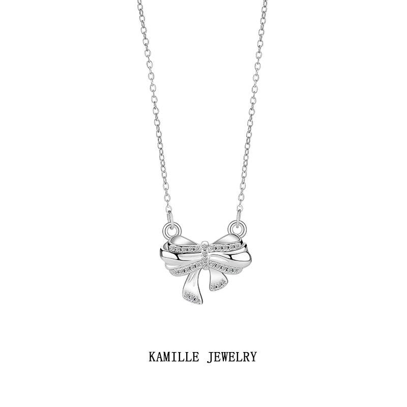 Elegant Women's Jewelry: Original Designer Christmas Series Necklace with Shimmering Bowknot