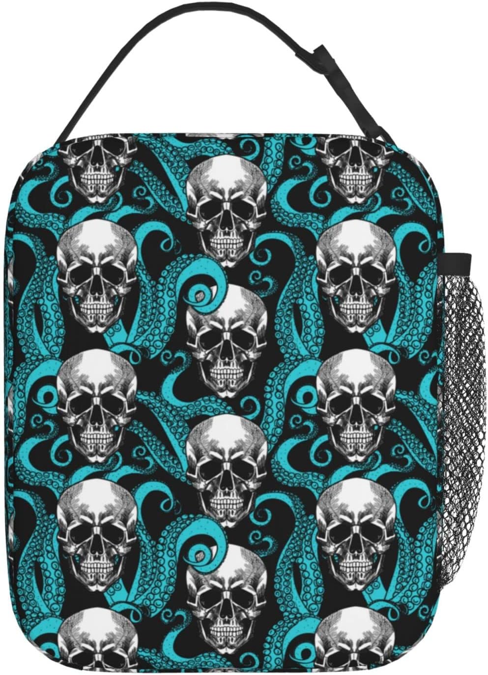Octopus Sugar Funny Skull Halloween Insulated Lunch Box For Women Man, Portable Lunch Bag Reusable Cooler Tote For Office