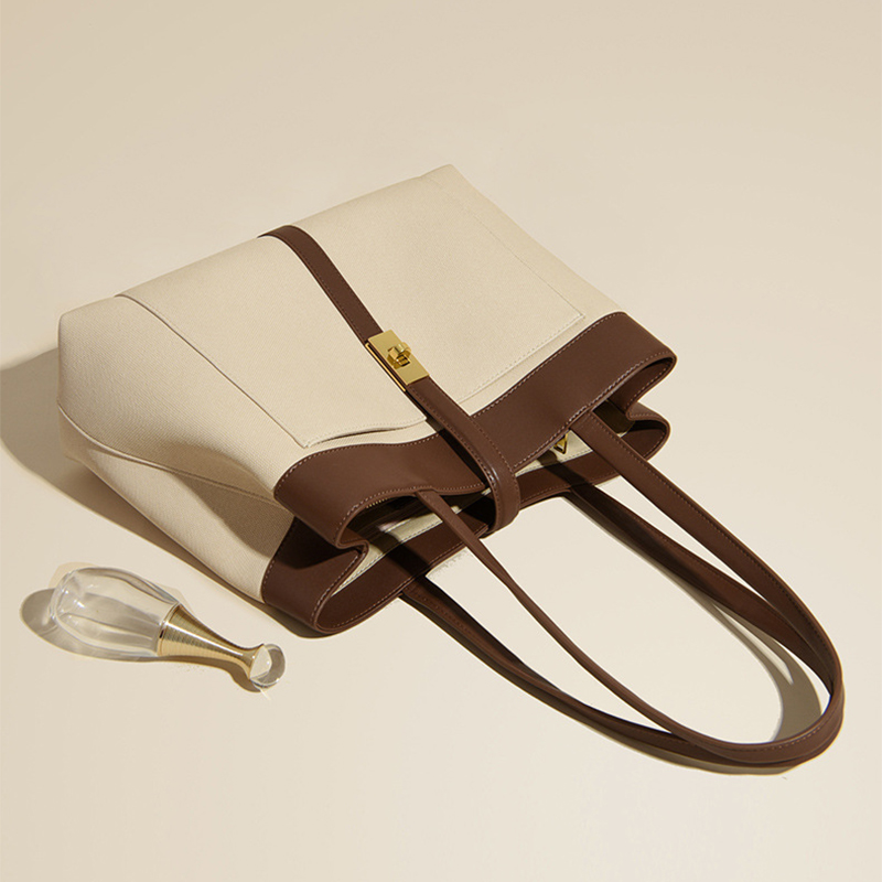 High-end Large-capacity Tote Bag Summer New Versatile Handbag Commuting To Work Contrast Color Shoulder Bag
