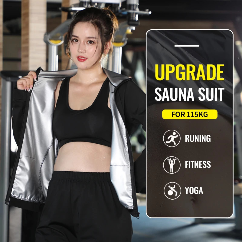 Sauna Suit Women Plus Size Gym Clothing Sets for Sweating Weight Loss Female Sports Active Wear Slimming Tracksuit 240401