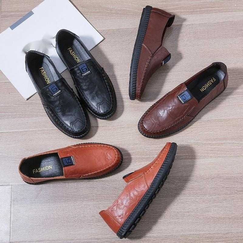 New Spring and Autumn Mens Shoes Fashion Casual Shoes Mens Leather Shoes Korean Trendy Bean Shoes Mens One Step Lazy Shoes