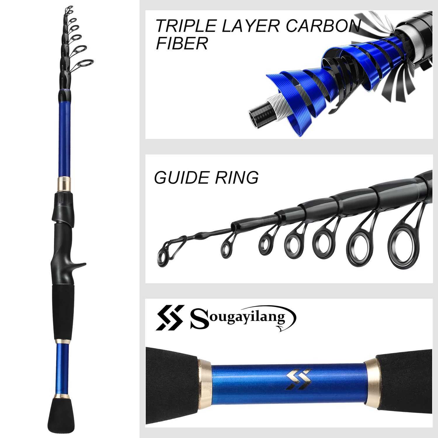 Sougayilang bait fishing rod and reel set 1.8m 2.1m 2.4m Caen ultra light fishing rod and reel W241108