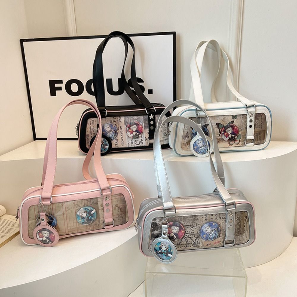 Casual Single Badge Itabag Simple Itabag PU Idol Merchandise Storage Transparent Pocket Mini Korean Style Shoulder Bag Women