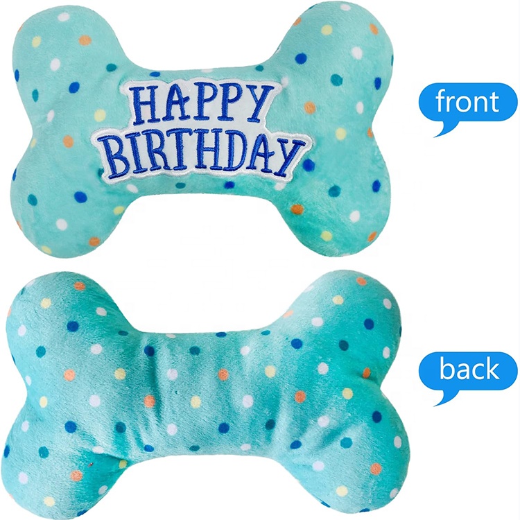 Dog Birthday Toys Plush Puppy Squeaky Toys Pet Supplies Stuffed Dog Chew Toys For Gift