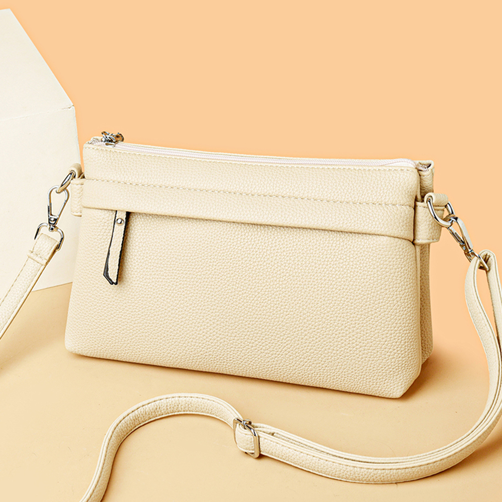 Crossbody Bag for Women Multi Compartment Satchel Purse PU Leather Zipper Wristlet Clutch Solid Handbag for Work Travel