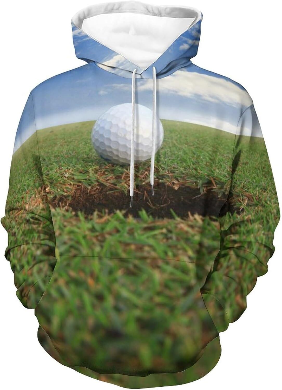 Hoodie for Mens Womens Golf Ball About to Fall Into The Cup Hoodies for Men 3D Print Pullover Hooded Drawstring Loose Sweatshirt with Big Pockets Grap