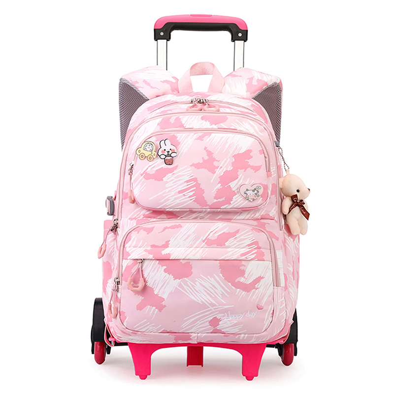 School Trolley Backpack Lightweight Wheeled Backpacks for Girls Kids Elementary School Backpack on Casters 16 Inch