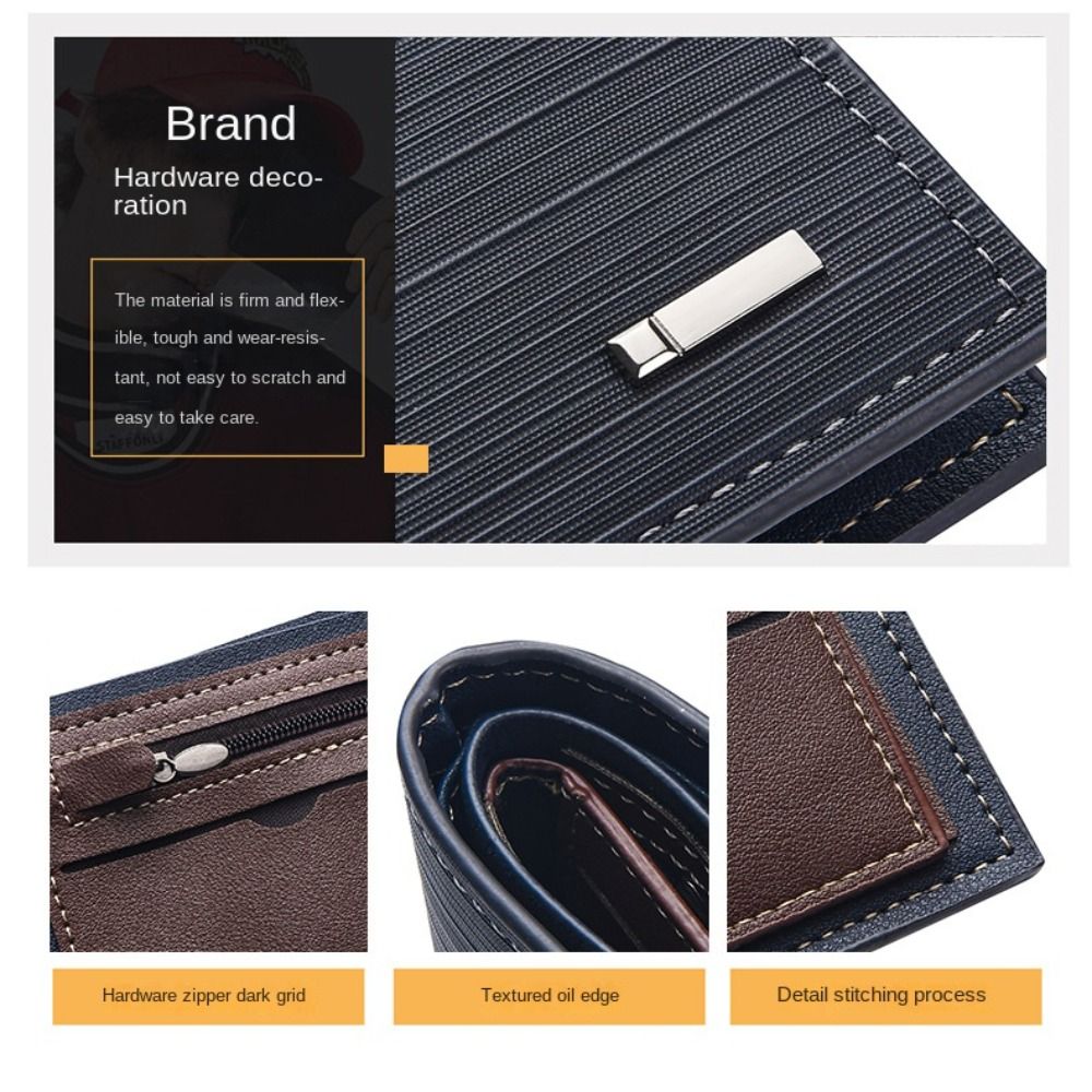 Casual Leather 2 Fold Wallets Multi-position Leisure Men's Short Wallet Multifunction Wear Resistant Pocket Purse Men