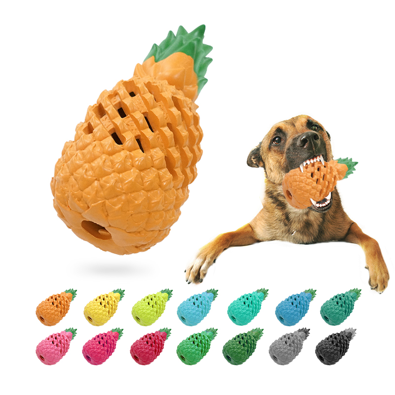 Non-toxic Pet Toy Cleaner Pineapple Dog Chew Toys Indestructible Durable Rubber Pet Dog Toy