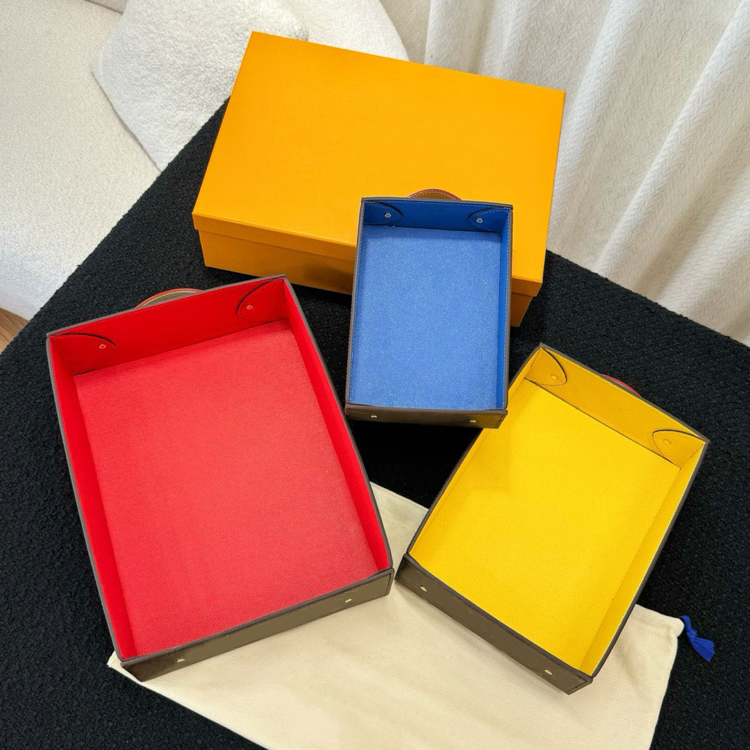 Cases Bags george desk tray jewelry case office storage box accommodates a4 documents canvas pochette accessoires three piece set