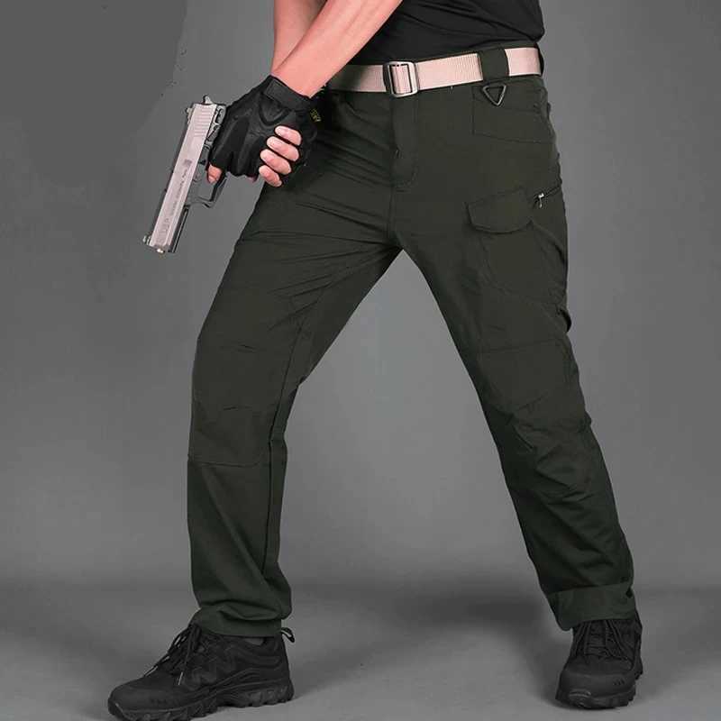 Quick drying pants for mens tactical pants ultra-thin breathable military fan pants training pants outdoor work pants LX241107