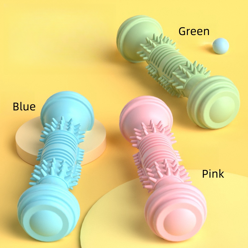 New Pet Teething Toys Tpr Chewing Dog Toothbrush Toys Chewing Dumbbell Shape Gnawing Toy