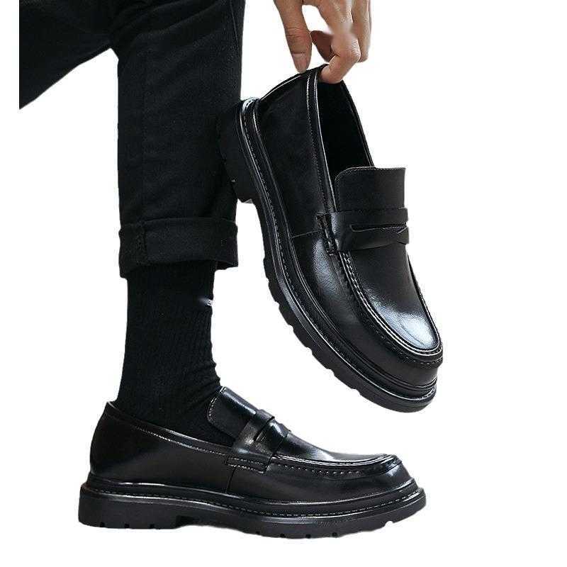 Men Dress Shoes Spring Autumn Casual Mens Shoes New Bean Shoes Mens One Step Leather Shoes Le Fu Shoes Trendy 241009