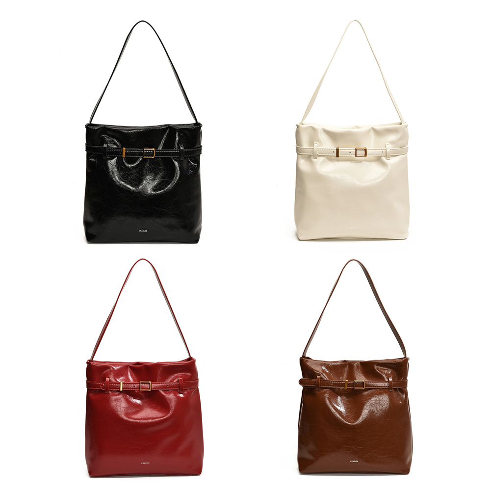 Shoulder Bag for Women Multi-pocket Bucket Bag PU Leather Solid Color Satchel Hobo Purse Trendy for Work Travel
