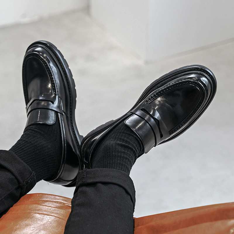 Men Dress Shoes Spring Autumn Casual Mens Shoes New Bean Shoes Mens One Step Leather Shoes Le Fu Shoes Trendy 241009