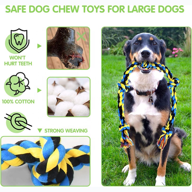 Popular Pet Supplies Dog Dental Rope Toys Knots Indestructible Cotton Puppy Teething Chew Toy Set