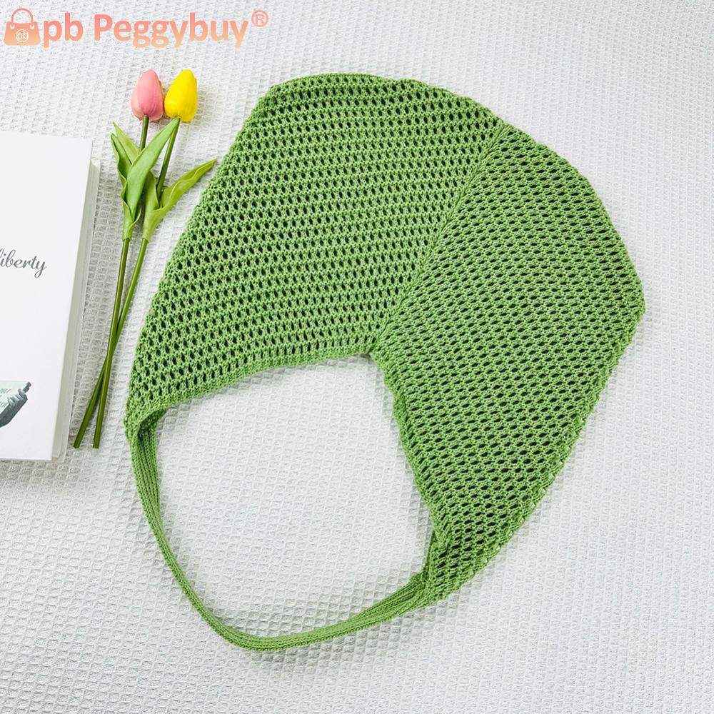 Women Crochet Shoulder Bag Mesh Summer Beach Bag Solid Hobo Bag Large Capacity for Vacation Travel Shopping
