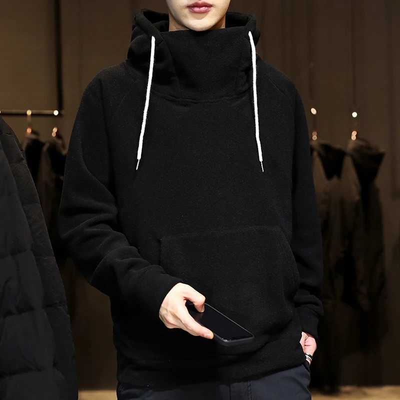 New autumn and winter tailcoat hooded mens pullover long sved t-shirt simple loose sports casual mens W241108