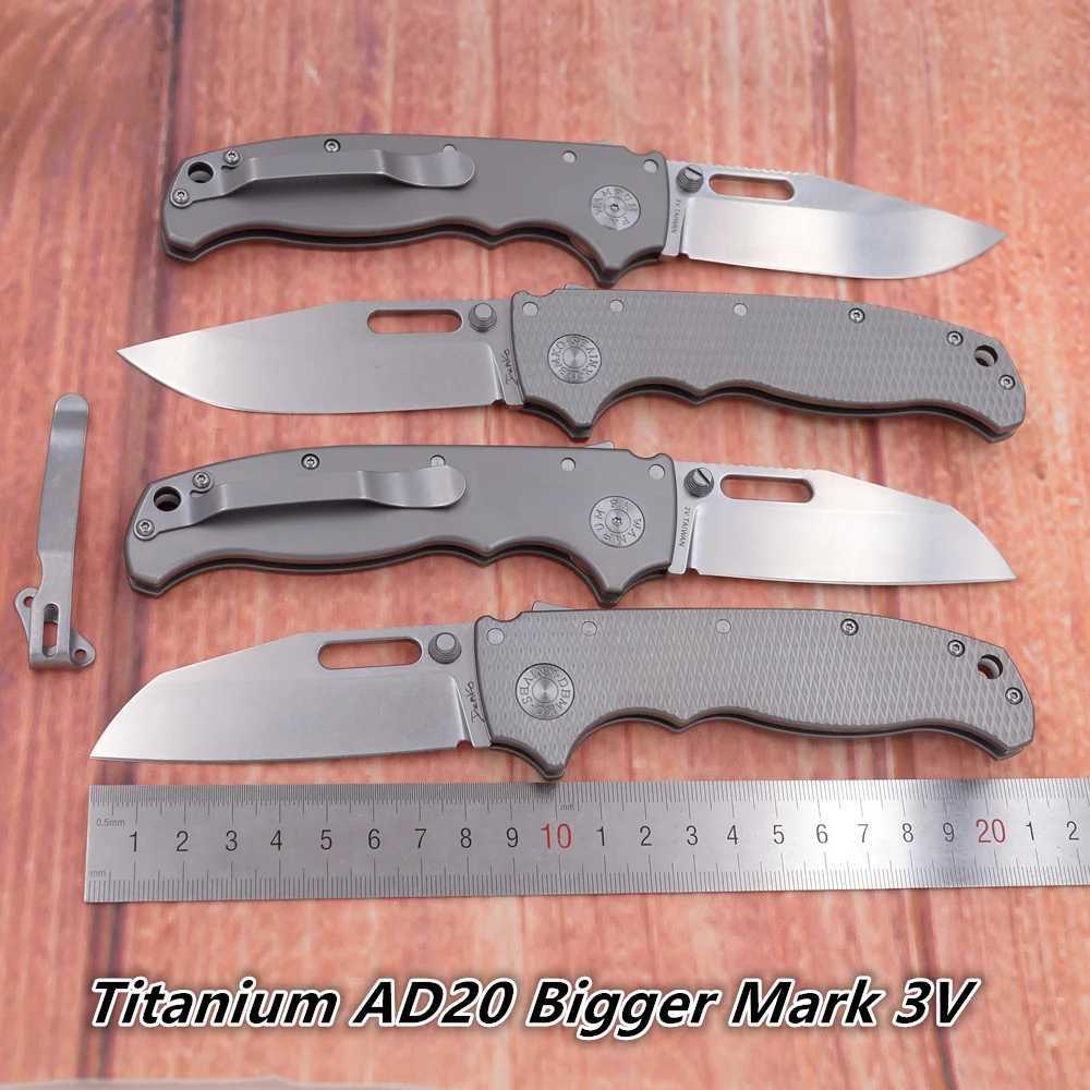 JUFULE Latest Ad20 Shark Ceramic Bearing Titanium Handle 3V Folding Tactical Camping Hunting EDC Tool Practical Knife X241108