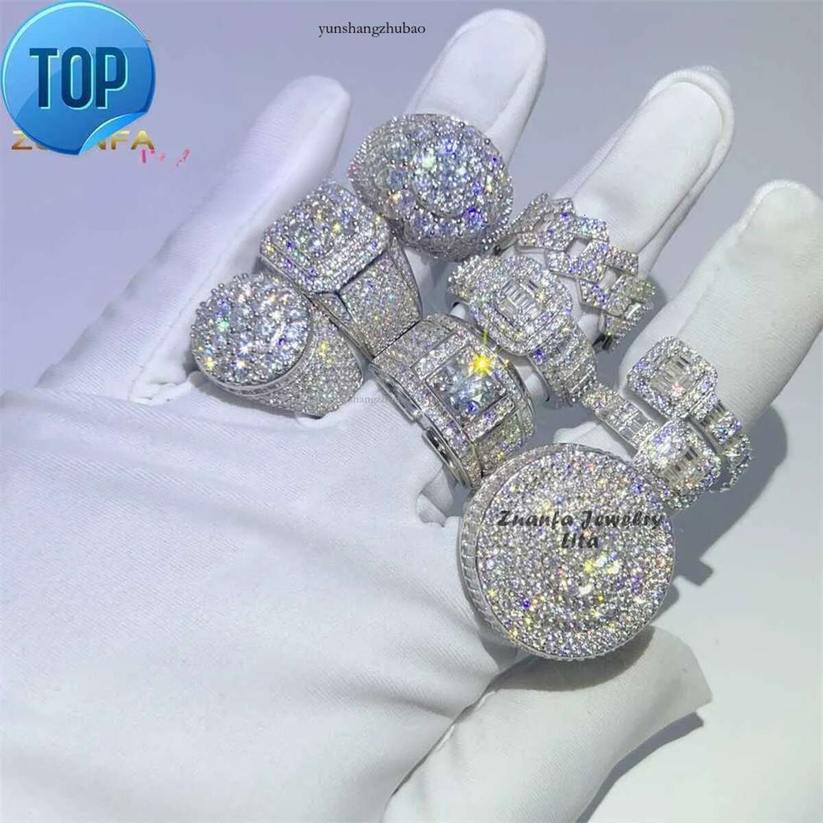 Band Rings New arrival fine jewelry sterg sier iced out dia hip hop mens moissanite ring Free shipping