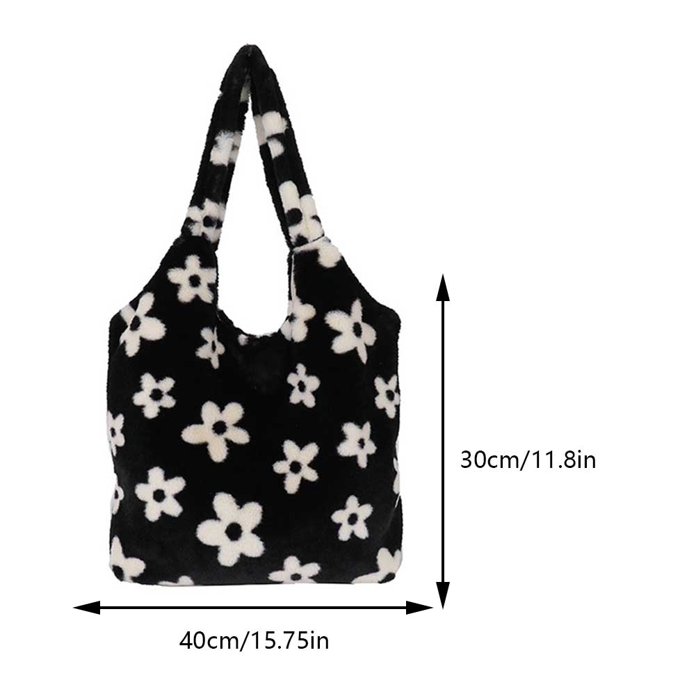 Women Soft Shoulder Bag Large Capacity Casual Shoulder Bag Solid Color Fluffy Armpit Bag Fashion Outdoor Bag