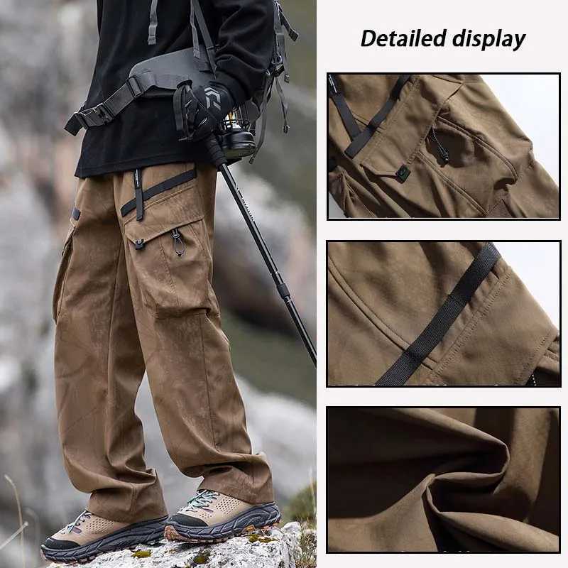 Mens Waterproof Hiking Pants Breathable Fishing Camping Huntting Outdoor Windproof Sport Pants Multi-Pockets Casual Trousers LX241107