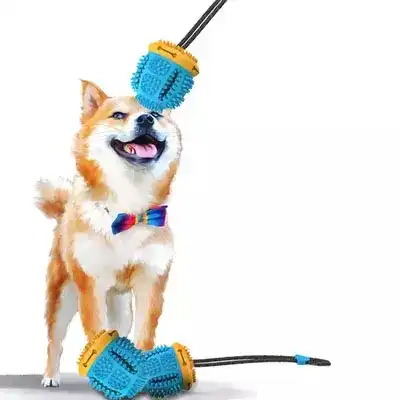 Suction Cup Dog Toy for Aggressive Chewers Pet Molar Bite Toy Dog Chew Rope Ball Pull Toy Fits for Small Large Dogs Cats