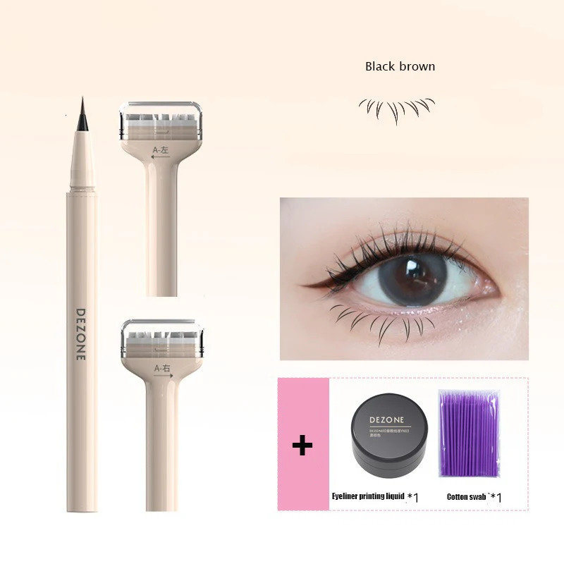 DEZONE double head lower eyelash seal makeup original product set waterproof stain free black liquid eyeliner pen 241107
