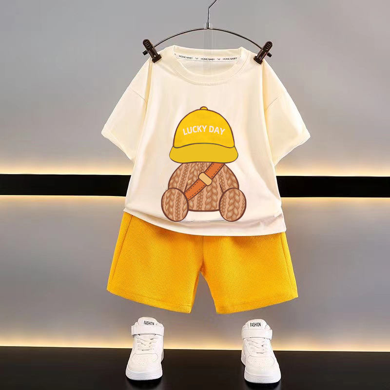 Junior 2 Piece Outfits Kids Cotton T-Shirt and Shorts Set - Casual Summer Clothing for Toddlers and Youth Lightweight for Daily Use y2506076LRT