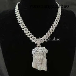 Customized Iced Out vvs Certified with 13mm Moissanite Cuban Chain Necklace Hip Hop Jewelry Men's Gift Jesus Pendant