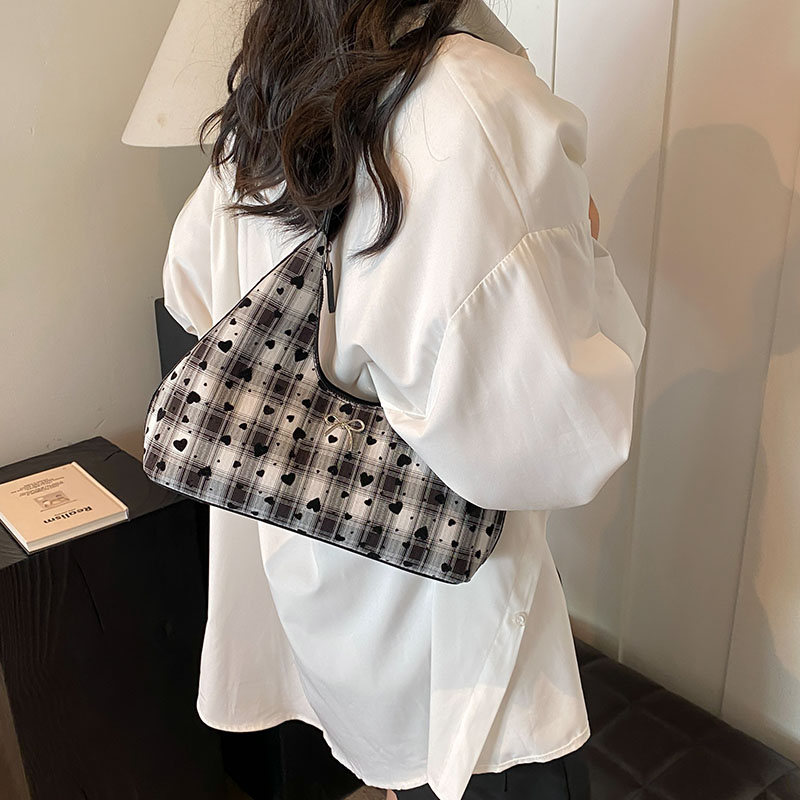 Shoulder Bag for Women Polka Dot Crescent Bag Nylon Bowtie Handbag with Zipper Tote Purse for Travel Commuting