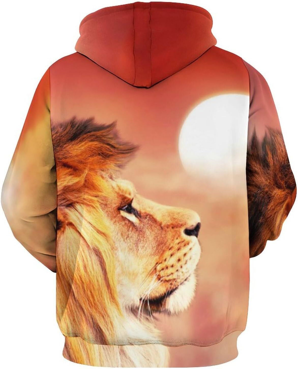 Hoodie for Mens Womens African Lion And Sunset in Africa Hoodies for Men 3D Print Pullover Hooded Drawstring Loose Sweatshirt with Big Pockets