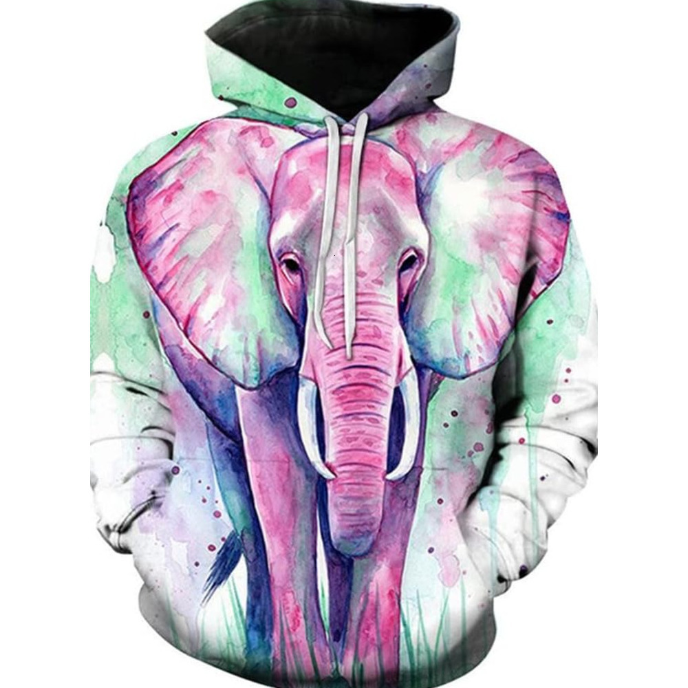 Hoodie for Mens Womens Unisex Funny Animal Hoodies 3D Print Elephant Hooded Sweatshirt Pullover Graphic Fashionable and cool elephant pattern