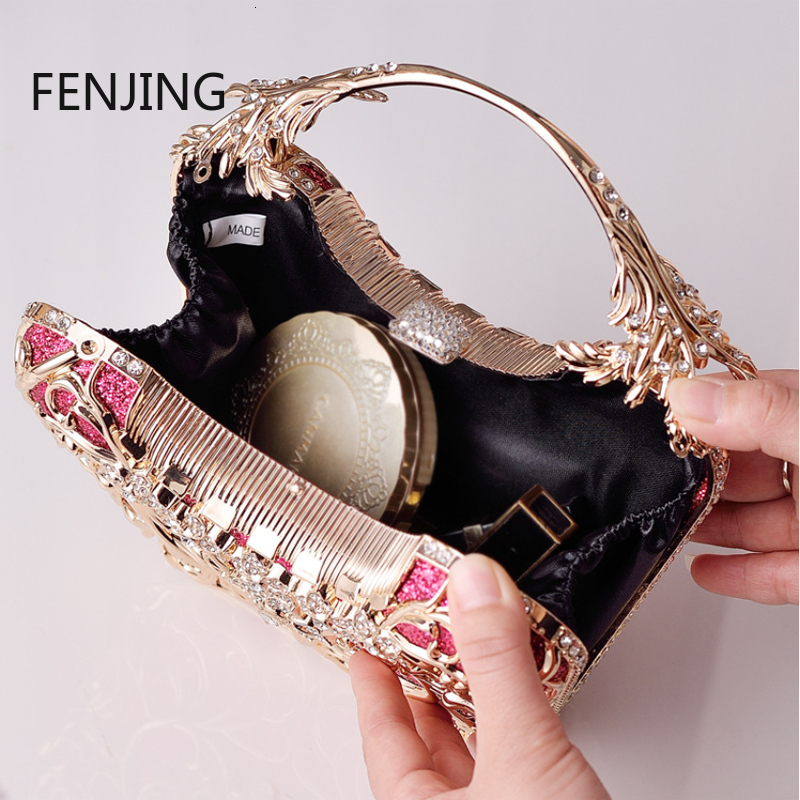 Hollow Metal Evening Bag, Fashionable And Shiny Party Party Handbag Bolso Women's Zipper Shoulder Bag