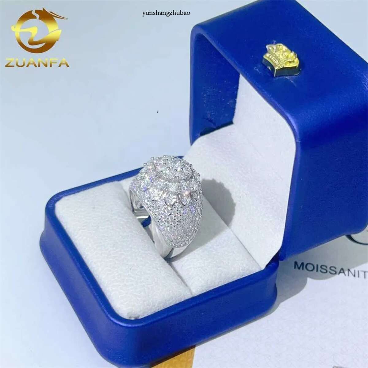 Band Rings New arrival fine jewelry sterg sier iced out dia hip hop mens moissanite ring Free shipping