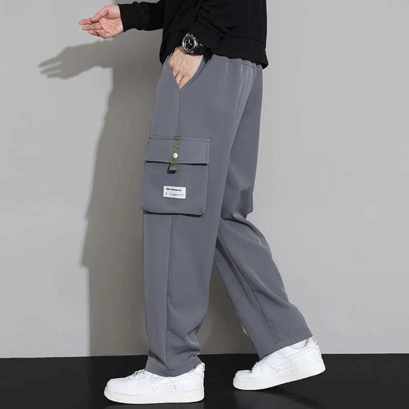 2024 Autumn/Winter New Fashion Trend Loose Straight Leg Overalls Mens Casual Comfort Plus Fleece Thickened Plus-Size Pants 8XL LX241107