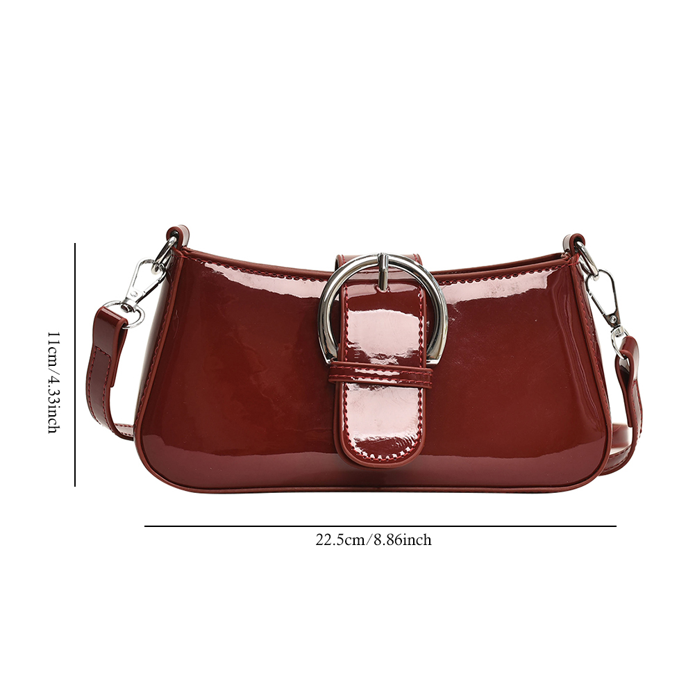 PU Patent Leather Shoulder Bag Zipper for Women Crossbody Bag Magnetic Closure Hobo Bag Adjustable Shoulder Strap Clutch Purse