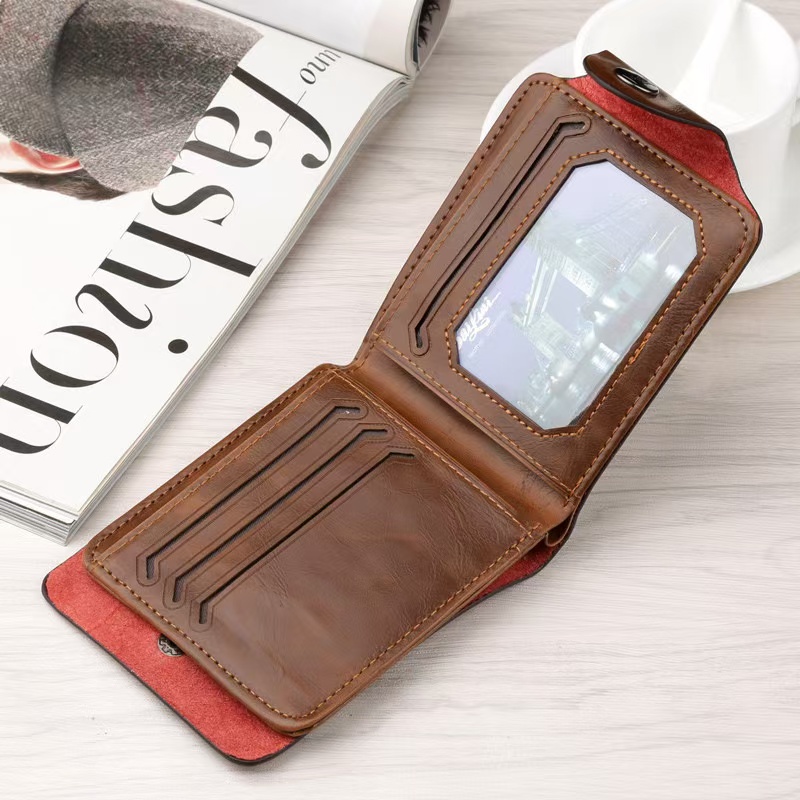 New Male Designer Hunter Large Capacity Leather Wallet With BuckleTrendy Horizontal Style For Young And Middle-aged Students