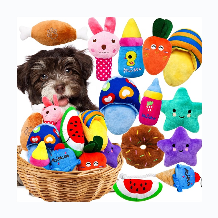 Bulk Interactive Puppy Dog Chew Toys Set Stuffed Dog Teething Toys Pet Squeaky Toy For Dog Playing