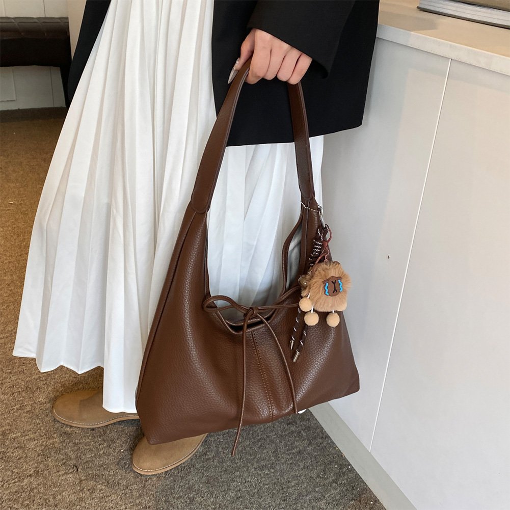 Shoulder Bag for Women Bow Hobo Bag PU Leather Solid Color Underarm Bag Trendy Mini Purse for Commuting Travel