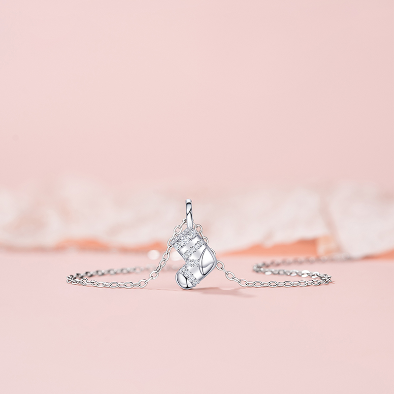 Festive Christmas Socket Necklace with Sparkling Zirconia Detail - Unique Gift Idea for Her